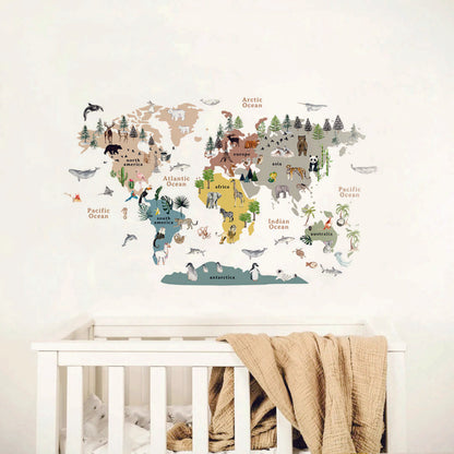Adesivo de Parede Mapa-múndi Continentes Quarto do Bebê