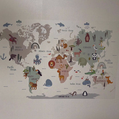 Adesivo de Parede Animais Mapa-Mundi Quarto do Bebê
